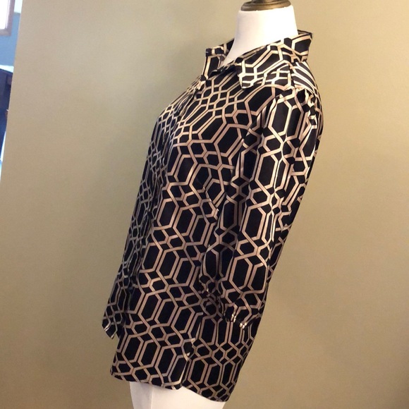 Like New-3/4 Button Front Blouse-Black&Pewter-S 10 - Picture 6 of 12